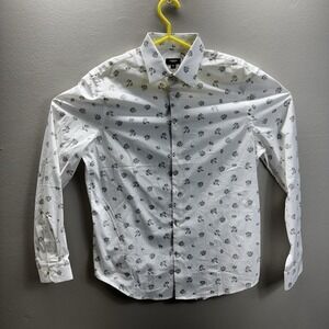 Express White Floral Extra Slim Button Up Shirt Men's Size Medium | 23-16